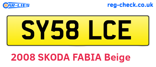 SY58LCE are the vehicle registration plates.
