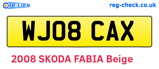 WJ08CAX are the vehicle registration plates.