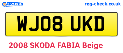 WJ08UKD are the vehicle registration plates.