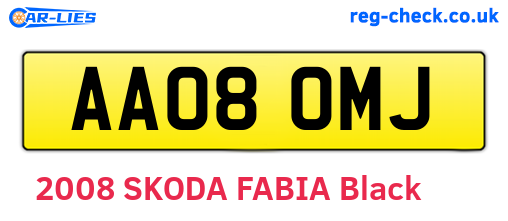 AA08OMJ are the vehicle registration plates.