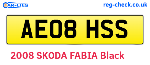 AE08HSS are the vehicle registration plates.