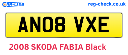 AN08VXE are the vehicle registration plates.
