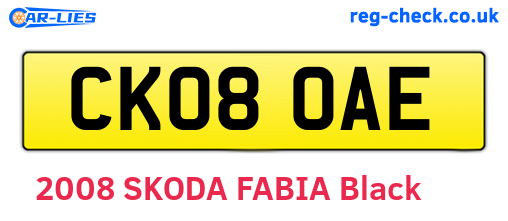 CK08OAE are the vehicle registration plates.