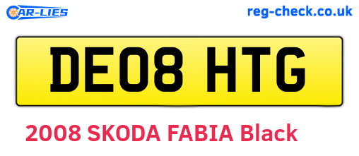 DE08HTG are the vehicle registration plates.