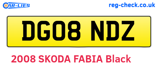 DG08NDZ are the vehicle registration plates.