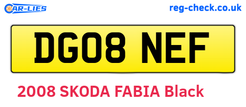 DG08NEF are the vehicle registration plates.
