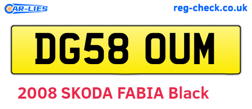 DG58OUM are the vehicle registration plates.