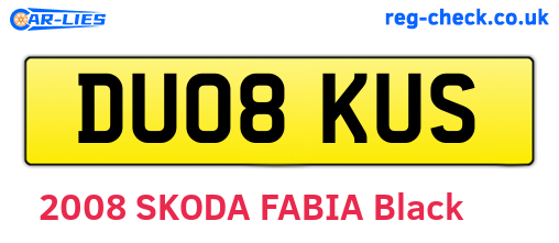 DU08KUS are the vehicle registration plates.