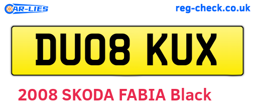 DU08KUX are the vehicle registration plates.
