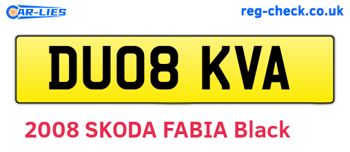 DU08KVA are the vehicle registration plates.