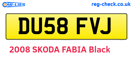 DU58FVJ are the vehicle registration plates.