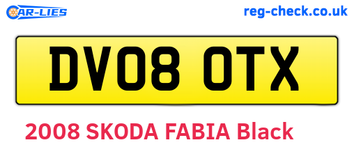 DV08OTX are the vehicle registration plates.