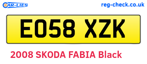 EO58XZK are the vehicle registration plates.