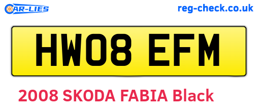 HW08EFM are the vehicle registration plates.