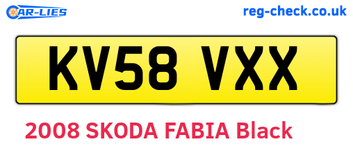 KV58VXX are the vehicle registration plates.