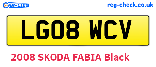 LG08WCV are the vehicle registration plates.