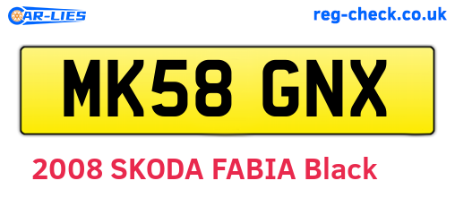 MK58GNX are the vehicle registration plates.