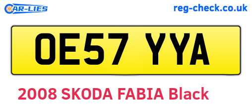 OE57YYA are the vehicle registration plates.