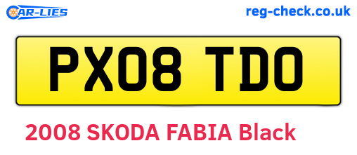 PX08TDO are the vehicle registration plates.