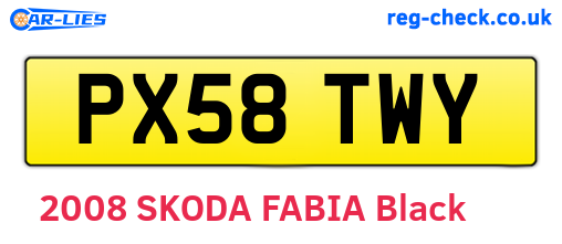 PX58TWY are the vehicle registration plates.