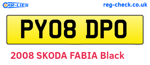 PY08DPO are the vehicle registration plates.