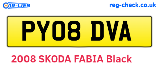 PY08DVA are the vehicle registration plates.