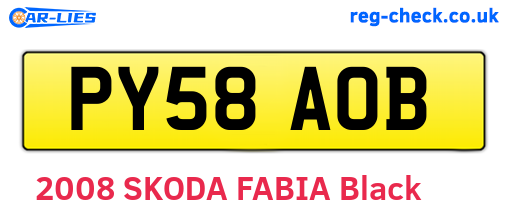PY58AOB are the vehicle registration plates.