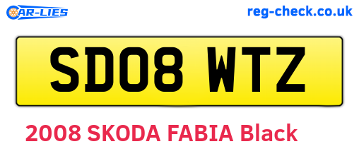 SD08WTZ are the vehicle registration plates.