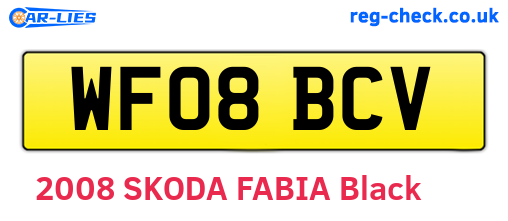 WF08BCV are the vehicle registration plates.