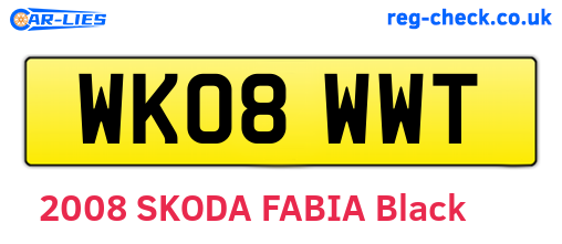 WK08WWT are the vehicle registration plates.