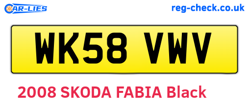 WK58VWV are the vehicle registration plates.