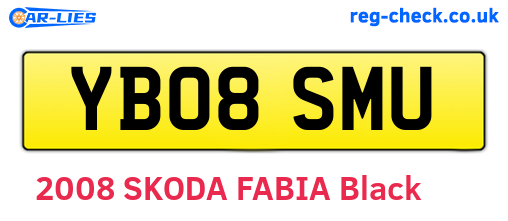 YB08SMU are the vehicle registration plates.