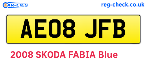 AE08JFB are the vehicle registration plates.