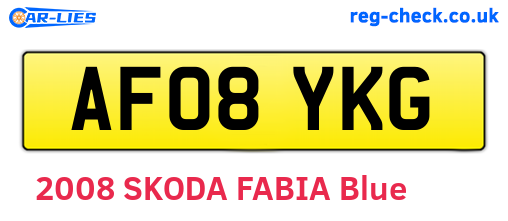 AF08YKG are the vehicle registration plates.