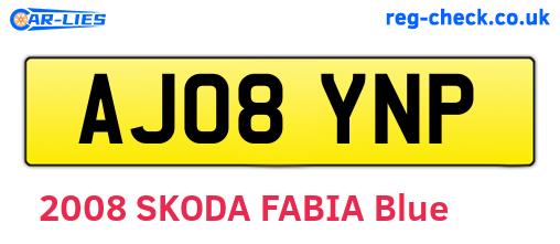 AJ08YNP are the vehicle registration plates.