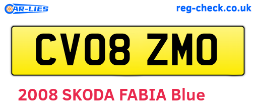 CV08ZMO are the vehicle registration plates.