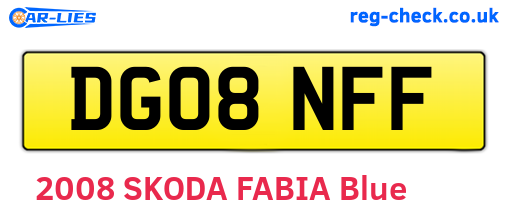 DG08NFF are the vehicle registration plates.