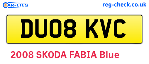 DU08KVC are the vehicle registration plates.