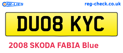 DU08KYC are the vehicle registration plates.