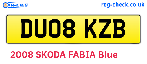 DU08KZB are the vehicle registration plates.