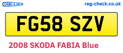 FG58SZV are the vehicle registration plates.