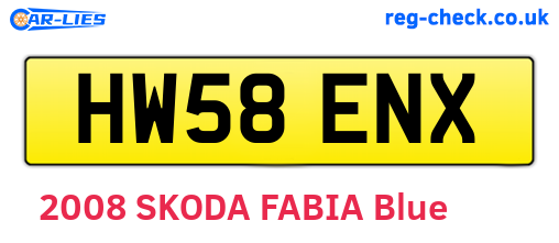 HW58ENX are the vehicle registration plates.