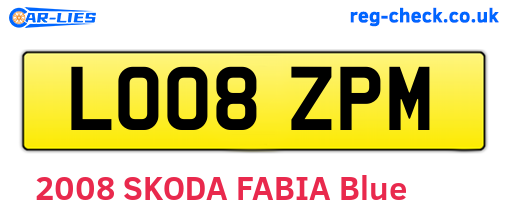 LO08ZPM are the vehicle registration plates.