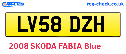 LV58DZH are the vehicle registration plates.