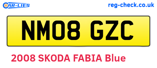 NM08GZC are the vehicle registration plates.