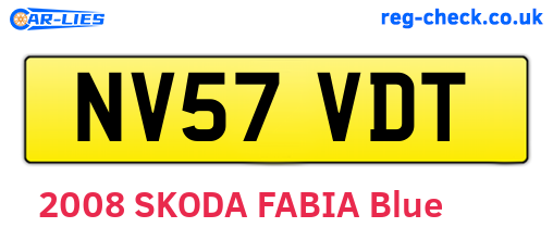 NV57VDT are the vehicle registration plates.