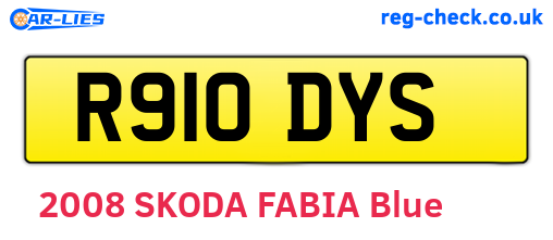R910DYS are the vehicle registration plates.