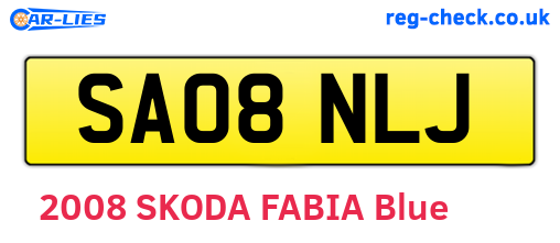 SA08NLJ are the vehicle registration plates.