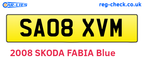 SA08XVM are the vehicle registration plates.