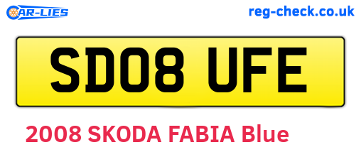 SD08UFE are the vehicle registration plates.